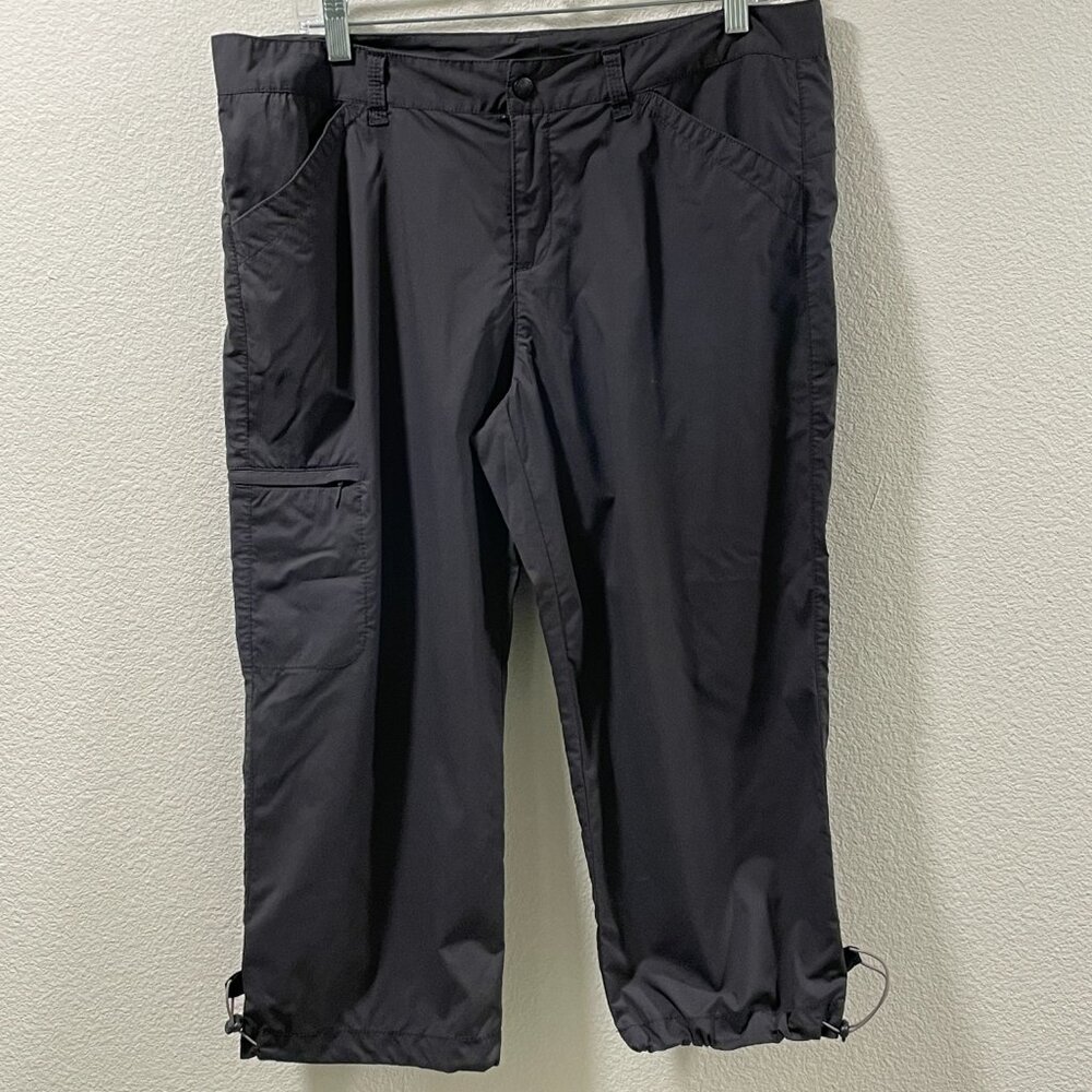 EDDIE BAUER Cargo Sport Capri Cinch Cord Lock Hem Dark Gray Women Size 12